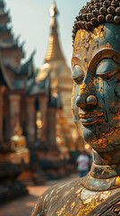 A close-up of a golden Buddha statue,ai
