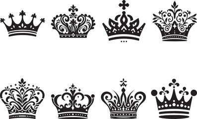 Crown Icon Silhouettes Crowns EPS Vector Crown Set Clipart