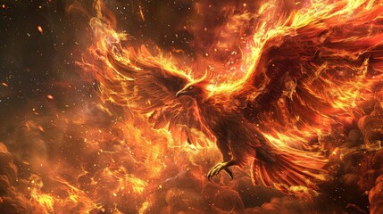 Fototapeta na wymiar Phoenix Fire Phoenix in fire, rising phoenix, flaming bird, phoenix rising from the ashes,