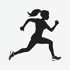 Fototapeta na wymiar Isolated woman running silhouette on white Vector illustration