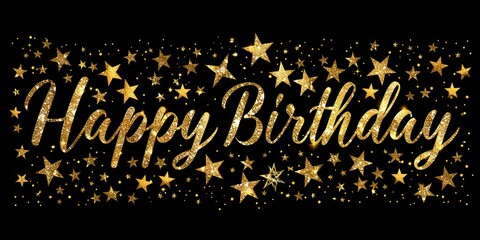 "happy birthday" are written in gold letters, creating a festive mood.
Concept for: greeting cards, gift advertising, holiday banners and birthday invitations