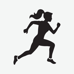 Isolated woman running silhouette on white Vector illustration