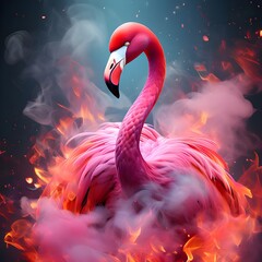 Flamingo in Fiery Embers