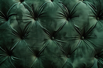 Noble moss green velvet Chesterfield style texture. Background image. Created with Generative AI technology.