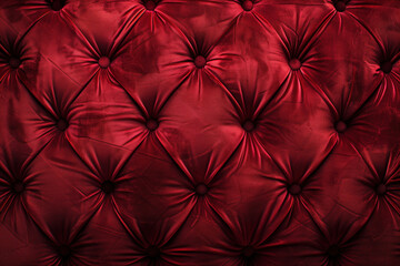 Noble red velvet Chesterfield style texture. Background image. Created with Generative AI technology.