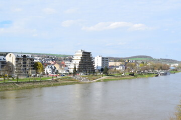 Grevenmacher, Luxembourg Moselle shore with parks and buildings