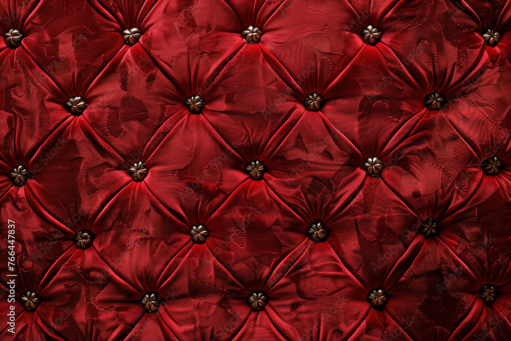 Poster noble red velvet chesterfield style texture. background image. created with generative ai technology