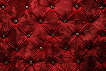 Noble red velvet Chesterfield style texture. Background image. Created with Generative AI technology.