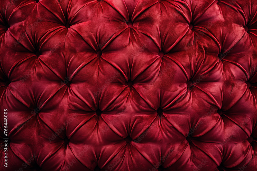 Poster noble red velvet chesterfield style texture. background image. created with generative ai technology