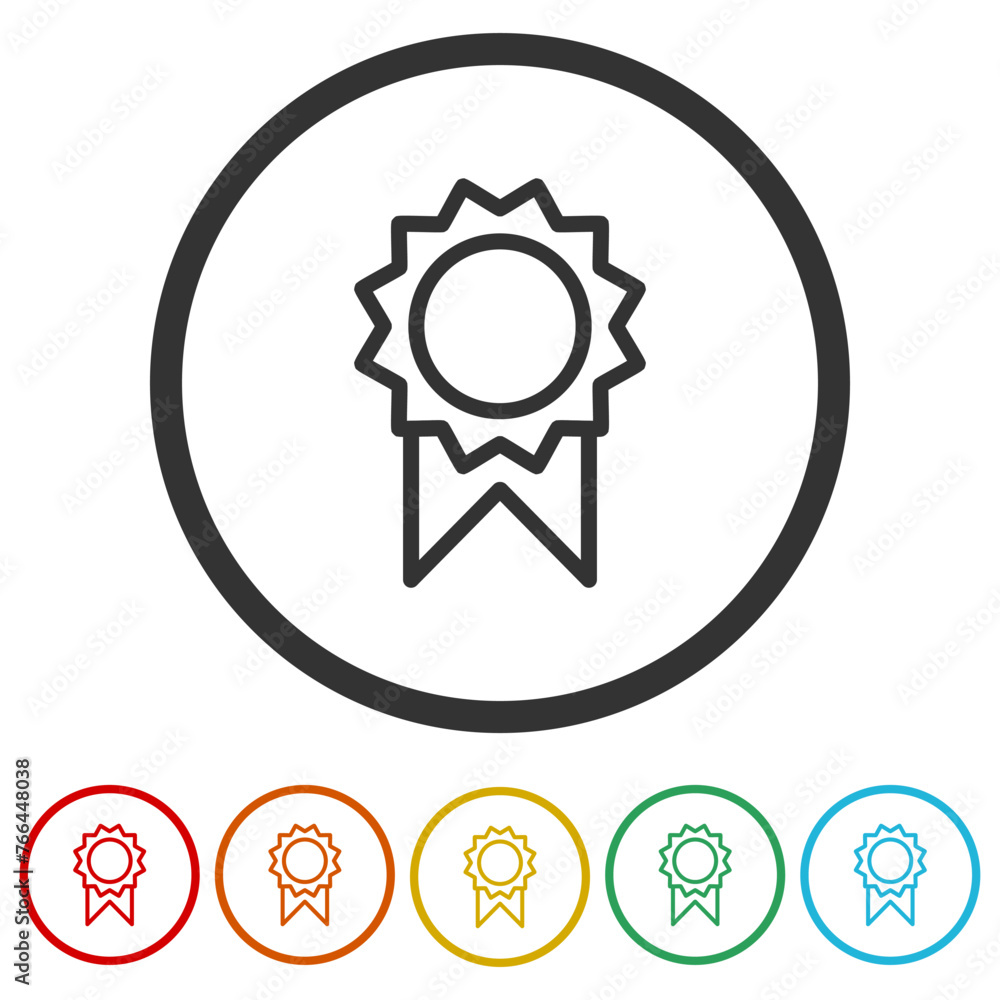 Poster golden badge icon. set icons in color circle buttons
