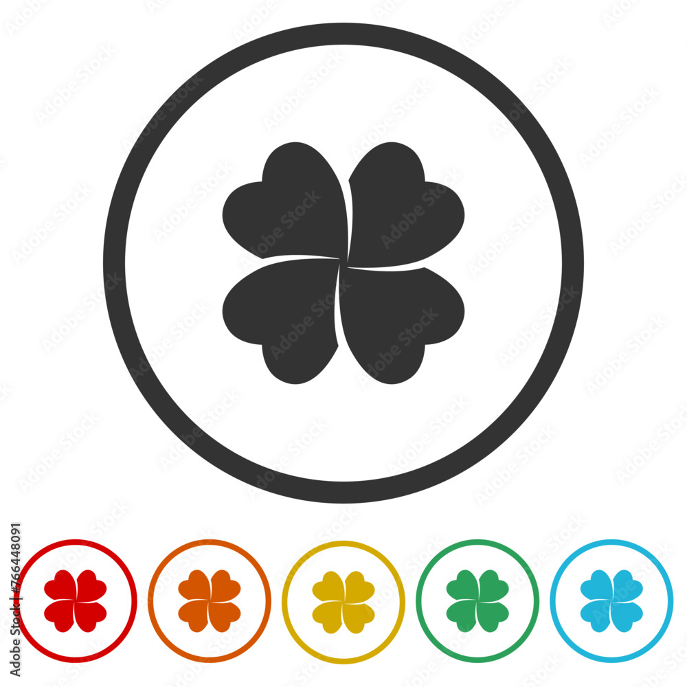 Poster leaf clover icon. set icons in color circle buttons