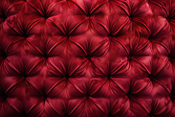 Noble red velvet Chesterfield style texture. Background image. Created with Generative AI technology.