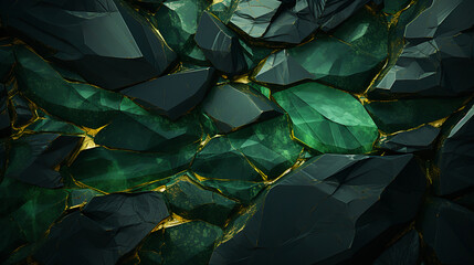 Emerald Elegance: valuable gem, texture, generative art,  green background - obrazy, fototapety, plakaty