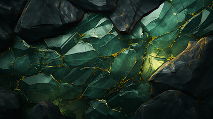 Emerald Elegance: valuable gem, texture, generative art,  green background