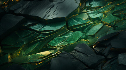 Emerald Elegance: valuable gem, texture, generative art,  green background - obrazy, fototapety, plakaty