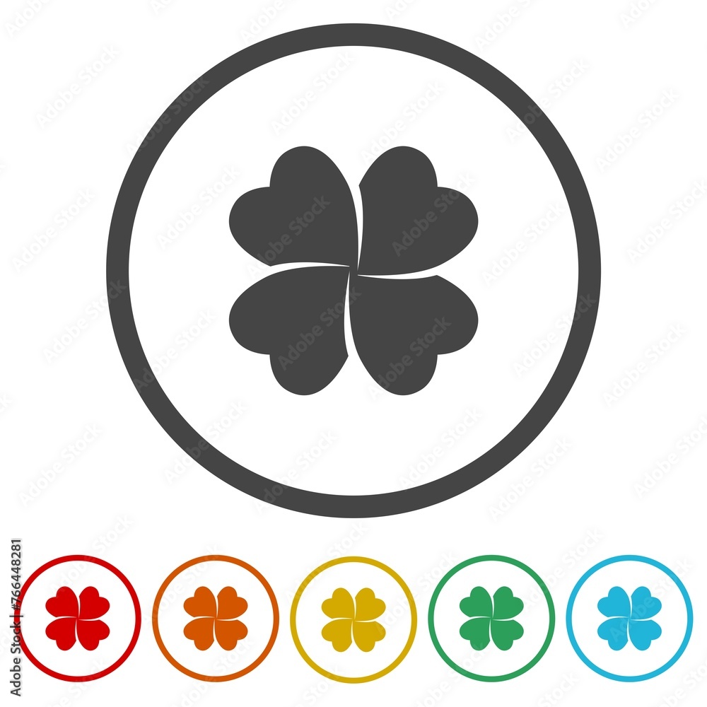 Poster leaf clover icon. set icons in color circle buttons