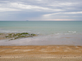 The sea coast between Audresselles and Ambleteuse. Waters of the English Channel - The La Manche Channel. France.