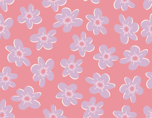 Sweet Floral seamless groovy pattern in retro style. Vintage  moodd ,Hand drawn pastel blossom Vector illustration - 766449060