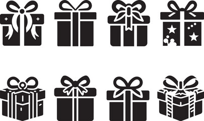 Naklejka premium Gift Boxes Icon Silhouettes Box EPS Vector Boxes Clipart