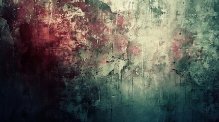 Grunge abstract dark red and green textured background