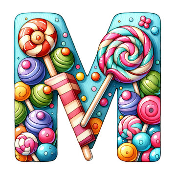 Candyland Delight and lollipop Alphabet M