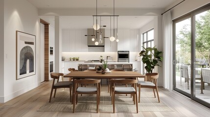 Scandinavian mid-century home interior design modern light kitchen