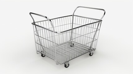 Illustration of a shopping basket presented in 3D format and isolated on a white background.