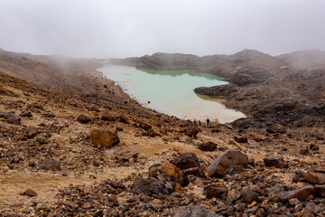 Green lagoon of the Cayambe volcano