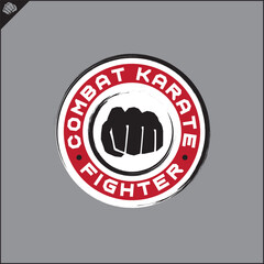 Emblem of karate. Martial art colored symbol, logo creative design emblem. Vector.