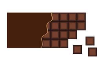 Realistic Chocolate Bar with Wrapper Foil. Chocolate bar. Chocolate bar icon on white background. 