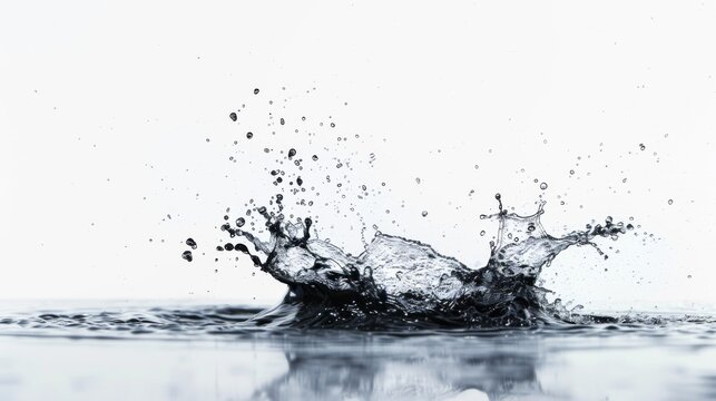 Water splash frozen in mid-air isolated on a white background