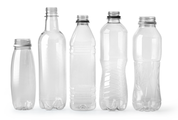 Used plastic bottles on white