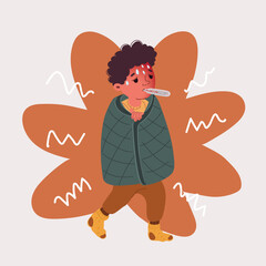 Cartoon vector illustration of boy get fiver