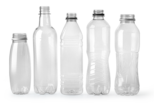 Used plastic bottles on white