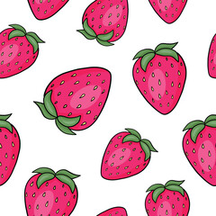 Seamless pattern with fresh pink strawberry.