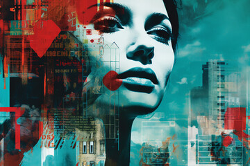 Plakaty  Generative AI image illustration retro Trendy paper collage composition wallpaper modern art