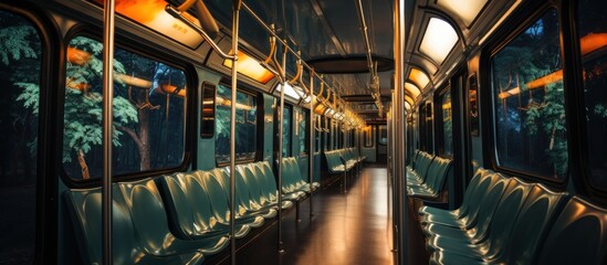 Subway train interior - obrazy, fototapety, plakaty