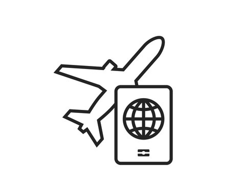 air travel line icon. passport and plane. vacation and journey symbol. isolated vector image for tourism design