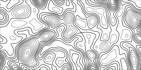 Abstract Line Contour Topography Pattern in Black and White. Background of the topographic map. Topographic map lines, contour background.