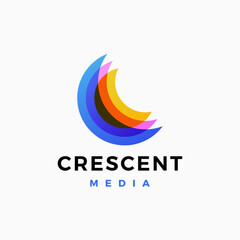 crescent moon color colorful gradient logo vector icon illustration - 766458880