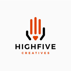 Hand Pencil High Five Creative Care Logo vector icon illustration - 766458895