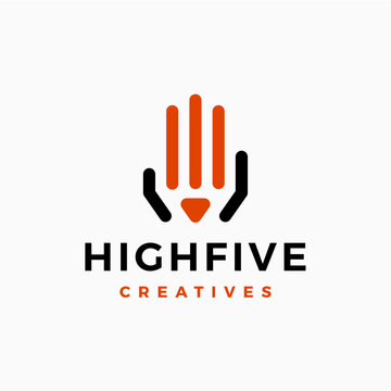 Hand Pencil High Five Creative Care Logo vector icon illustration