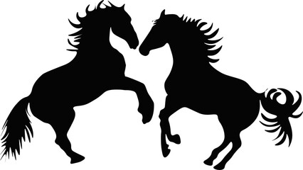 silhouette of horses