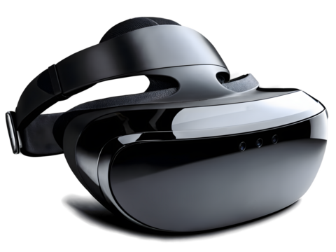 Virtual reality headset, modern futuristic technology isolated on transparent background, vr googles