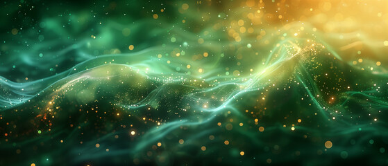 Fractal realms, Green neon fluid, glowing futuristic abstract background, swirl, line, boxes, data transfer or equalizer, wallpaper Abstract 3D illustration of glowing bright green neon,Ai 