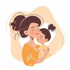 illustration of maternity, mother with child, isolated flat vector modern motherhood illustration, full of love and tenderness