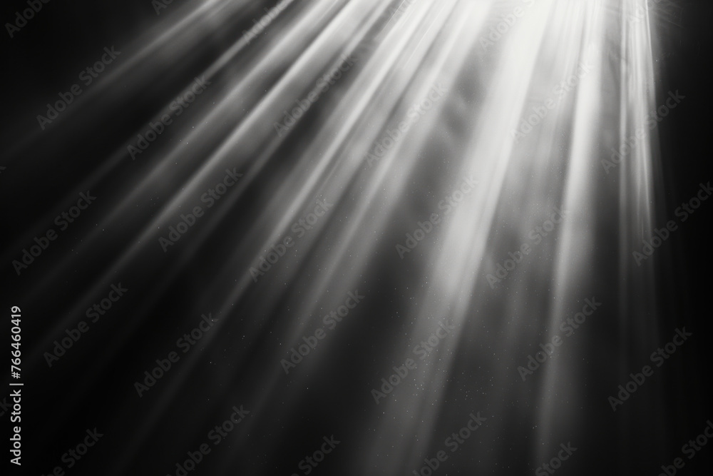 Poster black and white texture with rays of light. sun beams. god rays. background image. created with gene