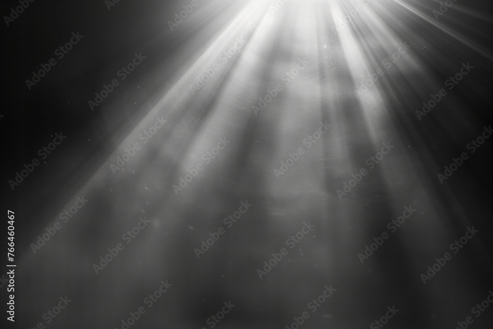 Poster black and white texture with rays of light. sun beams. god rays. background image. created with gene