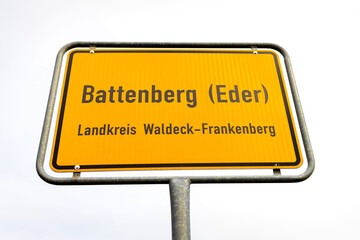 a city sign of battenberg in germany