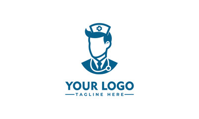 Flat Design Nurse Logo Template: Female Nurse Character Mascot for Medical Branding